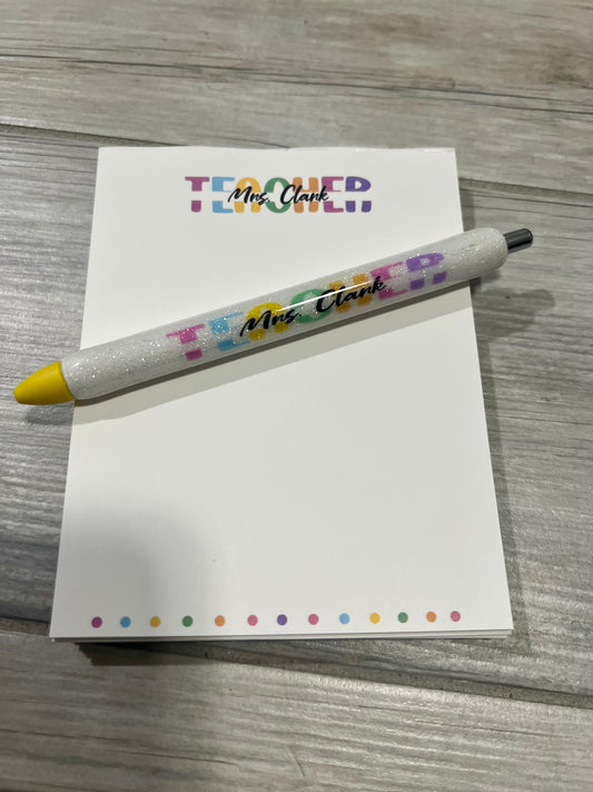 Teacher Notepad with Glitter Pen