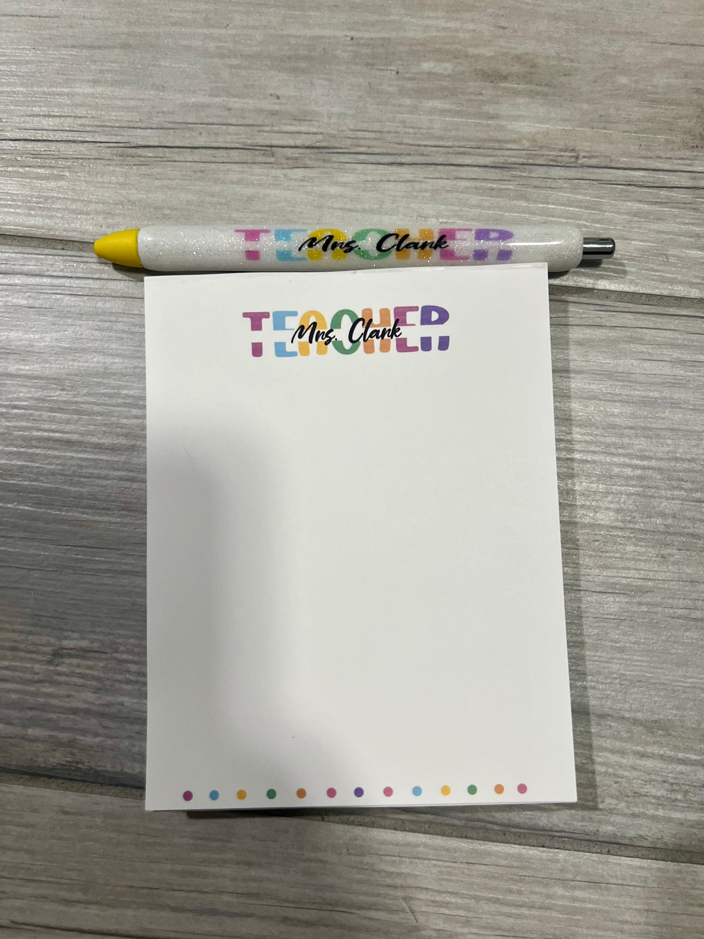 Teacher Notepad with Glitter Pen