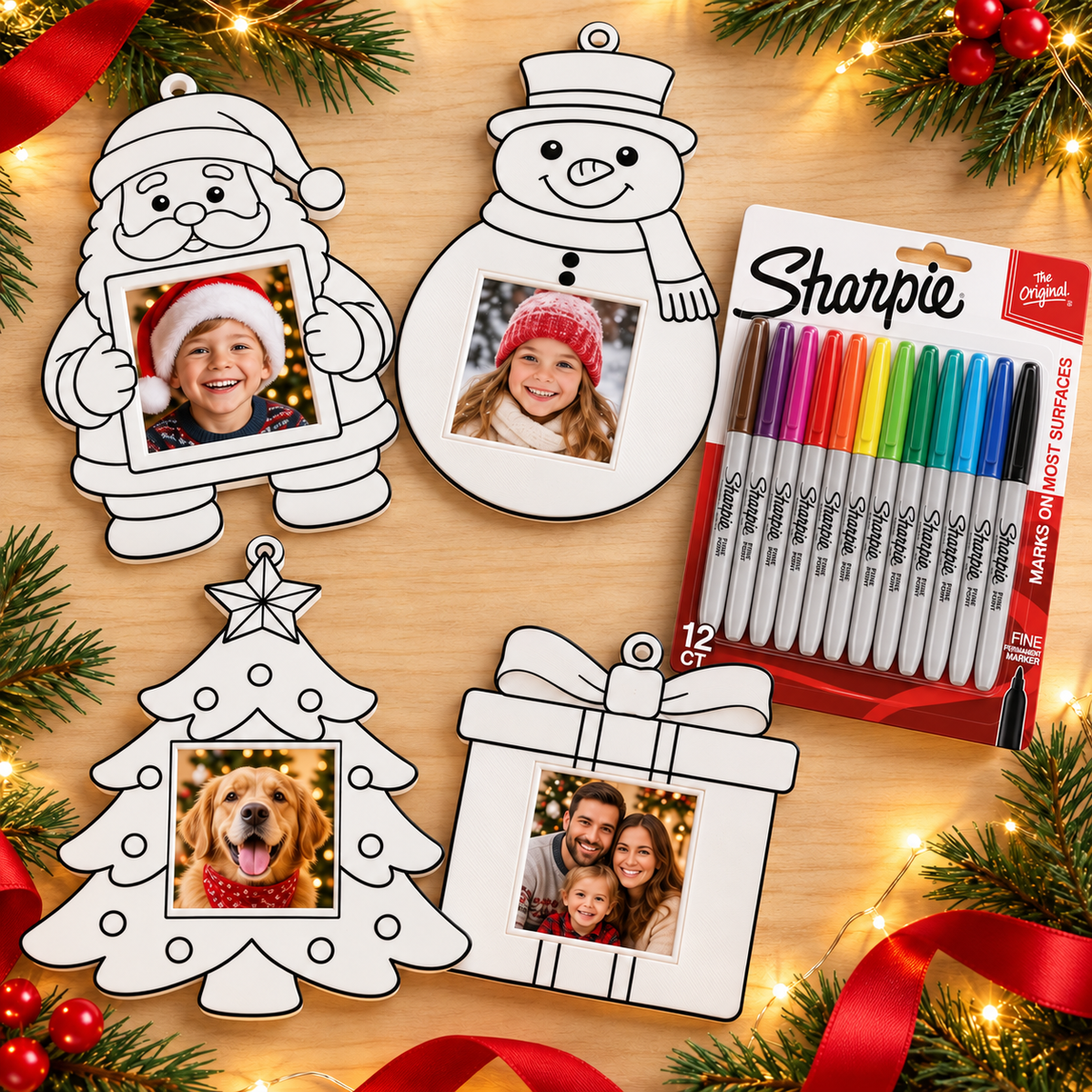 Color & Gift Christmas Photo Magnet Ornament Gift Set
