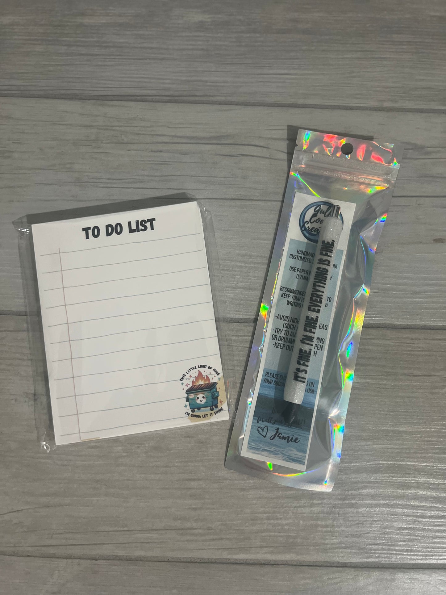 Dumpster Fire ToDo List w/Glitter It’s Fine Pen
