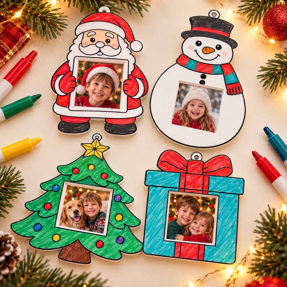 Color & Gift Christmas Photo Magnet Ornament Gift Set