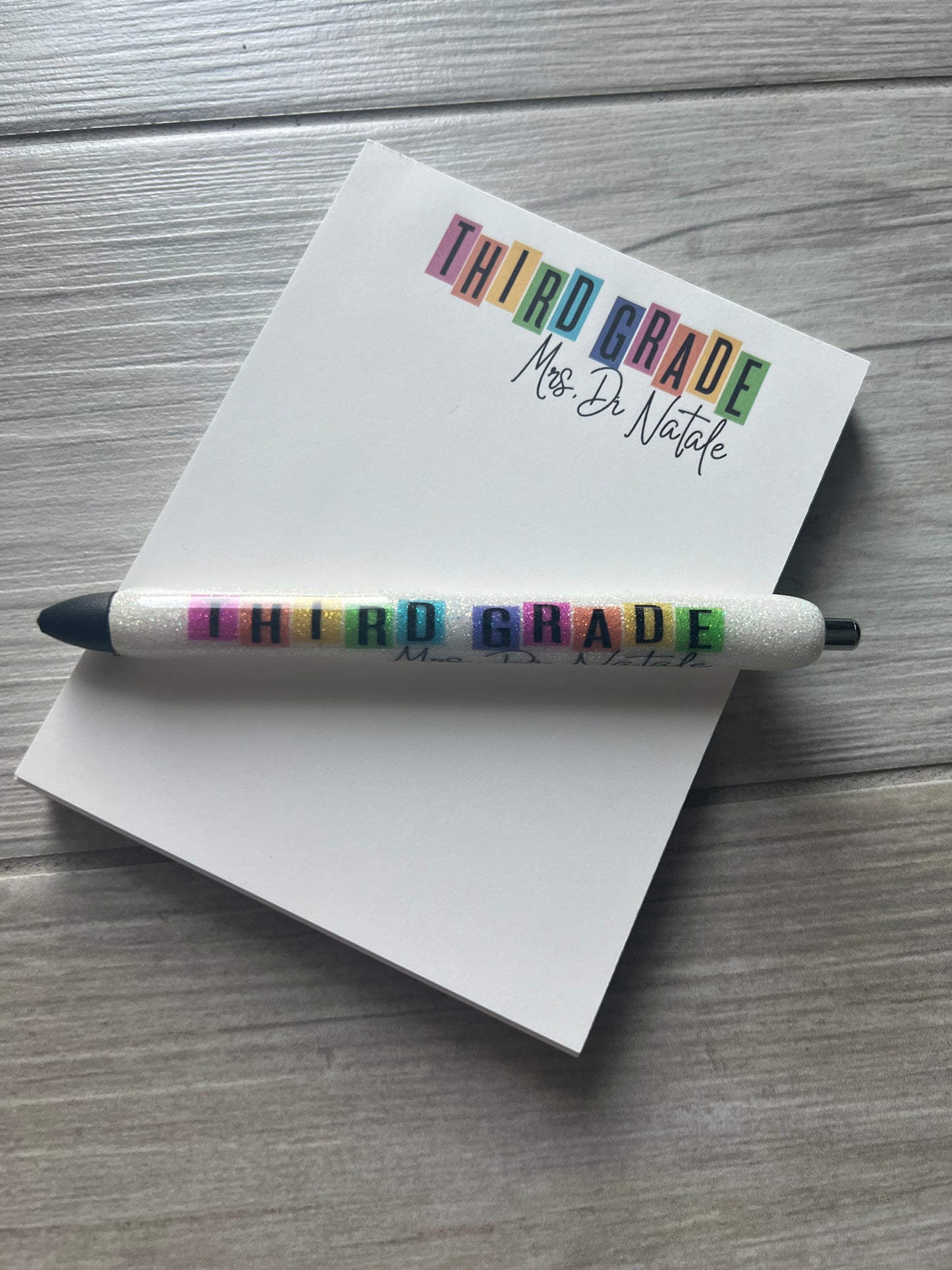 Teacher Notepad with Glitter Pen (Grade specific)