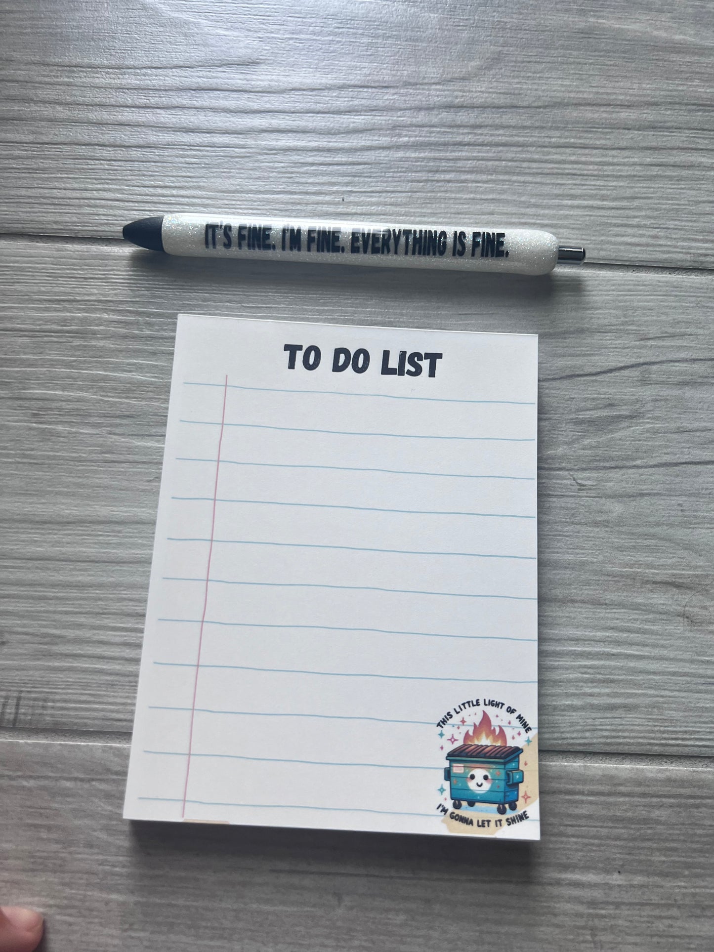 Dumpster Fire ToDo List w/Glitter It’s Fine Pen
