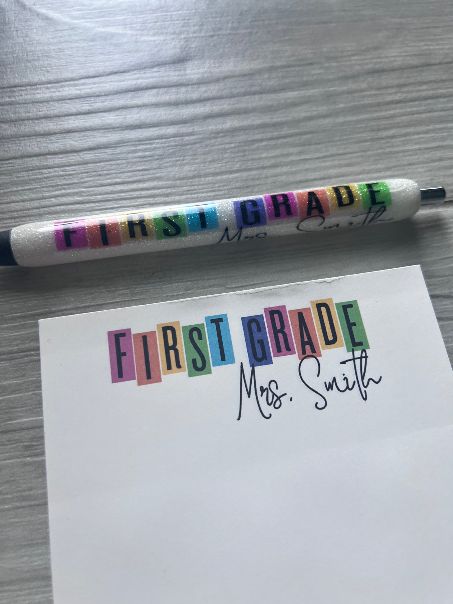 Teacher Notepad with Glitter Pen (Grade specific)