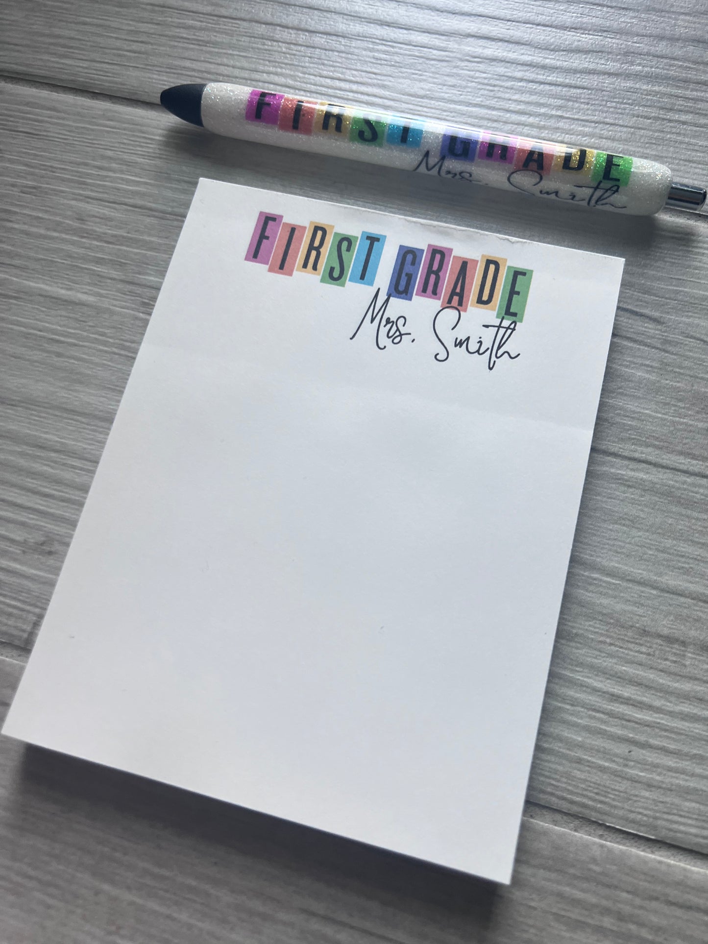 Teacher Notepad with Glitter Pen (Grade specific)