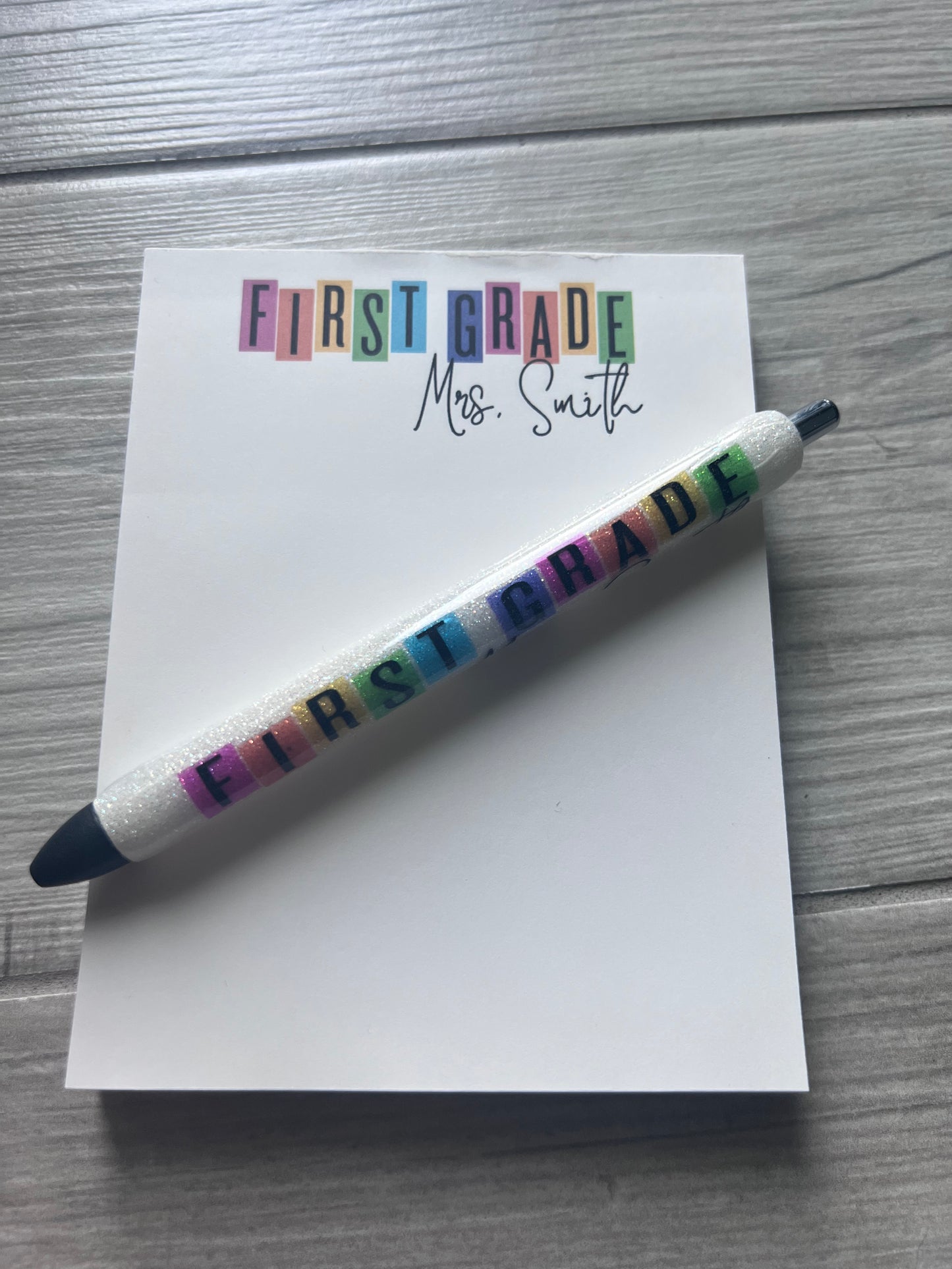 Teacher Notepad with Glitter Pen (Grade specific)